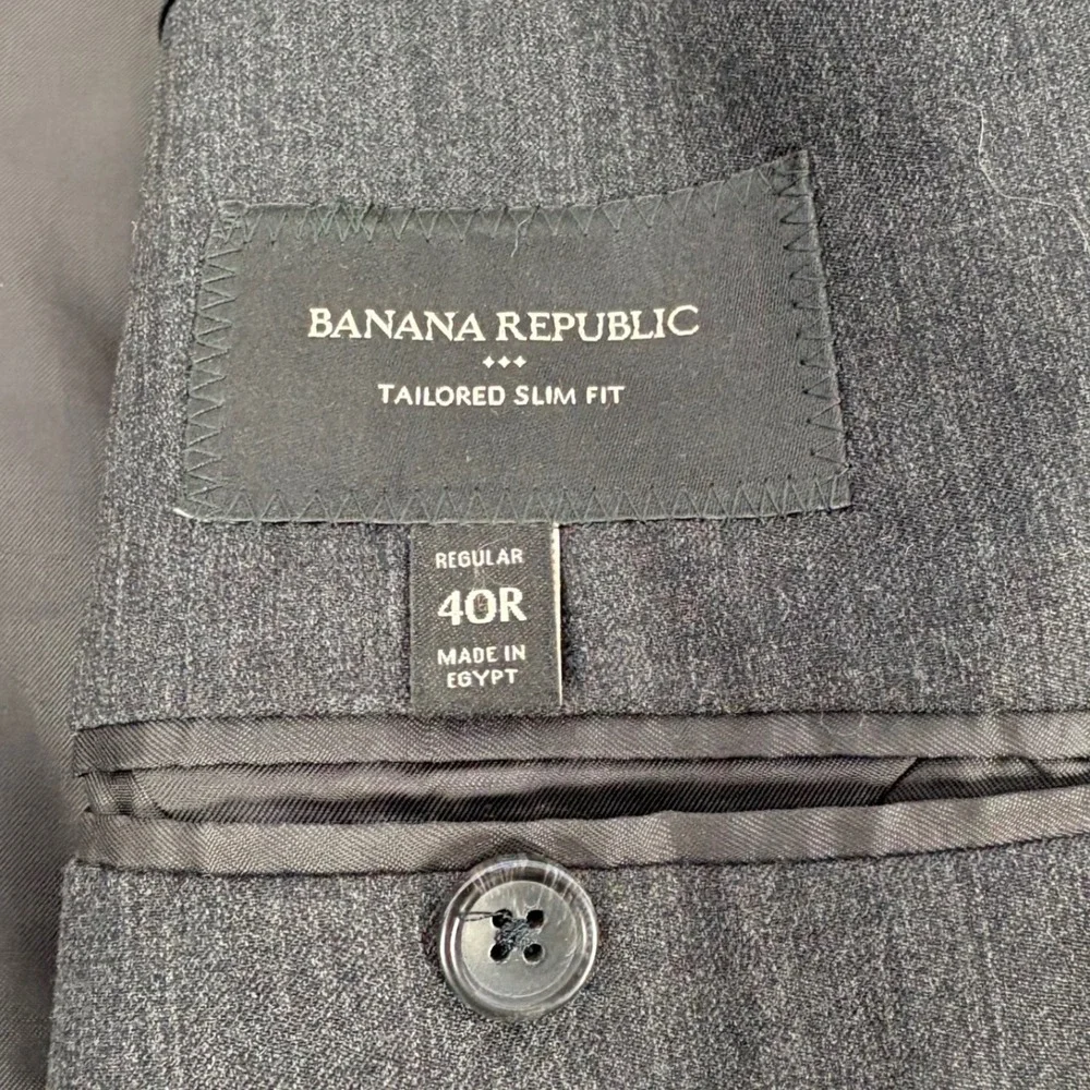 Banana Republic Blazer 40R Charcoal‎ Gray Tailored Slim Fit Wool Wedding Office